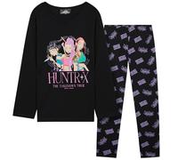 KPop Demon Hunters Oficial Huntrix Pijama Manga Larga Niña Chica, 5-14 Años, Guerreras KPOP Regalos (9-10 Años, Negro Huntrix AOP)