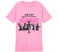 KPop Demon Hunters Oficial Saja Boys Camiseta Niña Manga Corta, Camisetas Algodon, 5-14 Años, Regalo para Niña (13-14 Años, Rosa Saja Boys)