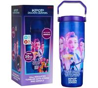 KPop Demon Hunters Vaso Termico Pajita y Asa 850ml, Taza Acero Inoxidable Reutilizable para Frío y Calor, Rumi Zoey Mira, Regalos para Fans