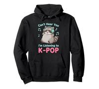 KPOP no te escucho, Estoy Escuchando K-Pop Raccoon Sudadera con Capucha