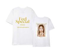 KPOP Twice Camisa de Manga Corta Casual T-Shirt Feel Special Impresión Tops Camiseta de Algodón Cuello Redondo de Verano Tees Hombres y Mujeres NA YEON Jung YEON Momo Sana JI Hyo Mina