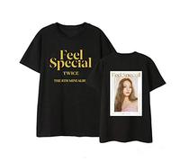 KPOP Twice Camisa de Manga Corta Casual T-Shirt Feel Special Impresión Tops Camiseta de Algodón Cuello Redondo de Verano Tees Hombres y Mujeres NA YEON Jung YEON Momo Sana JI Hyo Mina