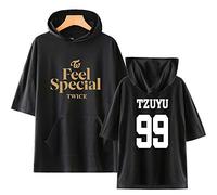 KPOP Twice Hoodies T Shirts Camiseta con Capucha de Manga Corta Feel Special Impresión Tops Shirts de Verano tee Algodón NA YEON Jung YEON Momo Sana JI Hyo Mina DAHYUN CHAE Young TZUYU