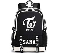 KPOP Twice Mochila Bolsa de Regalo Mercancía Bolsa para Computadora Portátil Escuela Mochila de Viaje Escuela Bolsas de Oxford con Puerto de Carga USB NAYEON Momo Sana Mina DAHYUN TZUYU