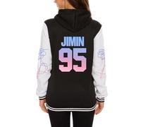 Kpop Varsity Chaqueta de béisbol Love Yourself V Jimin SUGA Jungkook sudadera con capucha, Negro (JIMIN Black), M