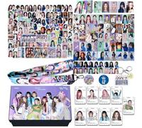 KPOPBTS TWICE THIS IS FOR Album Gift Box Merch 55 PCS Photocards Lanyard Tape Sticker, KPOP Gift Merch for Once Fans