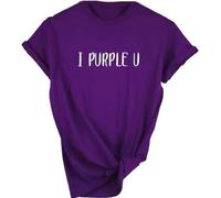 KPOPIRUDA Camisetas para mujer B-TS de manga "I Purple You" con letras impresas en coreano POP Merch, Púrpura, M