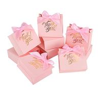 KPOSIYA Bolsas de regalo pequeñas, paquete de 50 bolsas pequeñas de agradecimiento de 4.5 x 1.8 x 3.9 pulgadas, bolsas de regalo de cumpleaños, bodas, bolsas de regalo de papel rosa, bolsas de dulces con cinta de lazo, mini bolsas de regalo para bodas, baby shower, suministros de fiesta de negocios (pequeño de 4.5 x 1.8 x 3.9 pulgadas, paquete de 50 unidades), color rosa