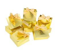 KPOSIYA Bolsas de regalo pequeñas, paquete de 50 bolsas pequeñas de agradecimiento de 4.5 x 1.8 x 3.9 pulgadas, bolsas de regalo de papel dorado, bolsas de dulces con cinta de lazo, mini bolsas de