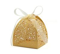 KPOSIYA Paquete de 100 cajas de dulces de rosas cortadas con láser, cajas de regalo de 2.5 x 2.5 x 3.1 pulgadas, cajas de regalo para despedida de soltera, aniversario, fiesta de cumpleaños, recuerdo