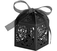 KPOSIYA Paquete de 100 cajas de regalo de boda cortadas con láser con forma de corazón de amor, caja de regalo de chocolate, caja de regalo para novia, cumpleaños, ducha, bombardero con cintas