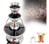 KPOUYYDS Fuente de Fiesta de 3 Niveles con Ajuste de 0 a 100 °C, Ideal para Vino Tinto, Fondue, cócteles y jugos con Base iluminada LED. Ideal para champán, Vino, Agua, jugos y Otros líquidos
