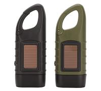 KPOYTWRDN 2 linternas manuales con energía solar, linternas LED recargables para emergencias, supervivencia y acampada al aire libre, con mosquetón incorporado y mango ergonómico