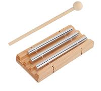KPOYTWRDN Campanas de Viento de Tres Tonos, Instrumento de percusión Orff para niños, Campanas portátiles de Aluminio y Haya con golpeador, Herramienta de Ritmo calmante para el Aula para la