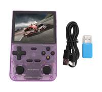 KPOYTWRDN Consola de juegos portátil retro, pantalla HD de 3,5 pulgadas con resolución de 640 x 480, reproductor de juegos portátil con doble joystick, batería integrada de 3500 mAh y (Púrpura)