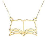 Kprusoian Collar delicado para amantes de los libros para mujer, collar con colgante de libro abierto, para amantes de la lectura, profesores, agradecimiento, joyería de gusano de biblioteca, Chapado