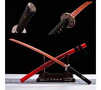 KPTKP Espadas Samurai de Caoba Natural de 103 cm,Katana de Madera Hecha a Mano con Vaina de patrón Pintado de Madera Maciza,Iaido Bokken para Entrenamiento de Kendo,Cosplay,decoración del hogar