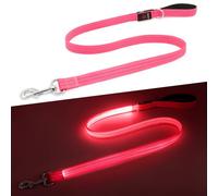 Kpuplol Correa LED para perro, correa reflectante recargable por USB de 4 pies con asa acolchada para caminar por la noche, correa de seguridad que brilla en la oscuridad para mascotas grandes,