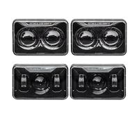 Kpuwers Faros Principales Faro Cuadrado LED 4X6 Haz Sellado Faro Alto/bajo Brillante Para Jeep Para Wrangler Faro Delantero(Black 4 piece)