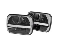 Kpuwers Faros Principales Faro Led Cuadrado 5x7, 7x6 Luz Circulación Diurna Haz Rectangular Para Jeep Para Cherokee XJ Para Wrangler Truck 4X4 Faro Delantero(Black 2 piece)
