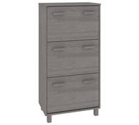 KPWENFBSL HAMAR Armario zapatero gris claro, 59,5 x 35 x 117 cm, madera maciza de pino, moderno armario basculante con 3 solapas para pasillo y pasillo, armario de madera estable para guardar zapatos