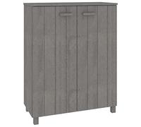 KPWENFBSL HAMAR - Zapatero (85 x 40 x 108 cm, con 3 compartimentos y puertas, madera maciza de pino y MDF, para pasillo y vestíbulo), color gris claro