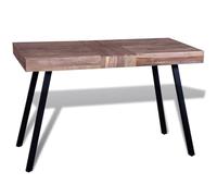 KPWENFBSL Mesa de madera de teca envejecida 119 x 58 x 76 cm - Escritorio de madera maciza reciclada vintage - Mesa consola rústica única con patas de hierro negro para salón