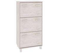 KPWENFBSL Zapatero Hamar blanco - 59,5 x 35 x 117 cm, zapatero de madera maciza de pino con 3 solapas, armario de madera estable para pasillo y pasillo, incluye fijación a la pared