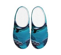 KPXXAQT Beautiful Underwater World Dolphins Coral Print - Pantuflas unisex para adultos, antibolitas, lavables, para uso diario