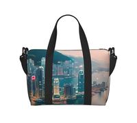 KPXXAQT Bolsa de viaje de mano con estampado de Hong Kong para hombres y mujeres, ligera, impermeable, para escapadas diarias al gimnasio