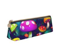 KPXXAQT Bright Mushrooms - Estuche de piel de gran capacidad con impresión artística de hongos para escuela, viajes, aula, oficina