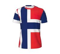 KPXXAQT Camiseta de manga corta con estampado de bandera noruega para hombre, cómoda, ligera, para gimnasio, correr, ropa casual, NEGRO, XS