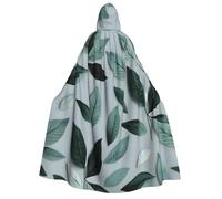 KPXXAQT Capa con capucha para adultos, con estampado de hojas, color gris menta