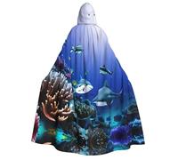 KPXXAQT Capa con capucha para adultos, diseño de tiburón nadando bajo el mar, disfraz de personaje de cosplay, fiesta, carnaval, celebraciones, decoración
