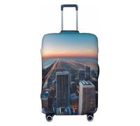 KPXXAQT Chicago Illinois USA 1 - Funda protectora universal elástica para maleta, almacenamiento de equipaje, viaje de negocios, Black, M, Equipaje de mano