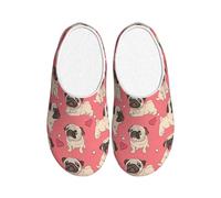 KPXXAQT Divertidas pantuflas de interior unisex con estampado de carlino y cachorro, para adultos, antibolitas, lavables, para invitados y uso diario