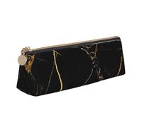 KPXXAQT Elegante estuche de piel con estampado de mármol dorado en 3D, de gran capacidad, para escuela, viajes, aula, oficina