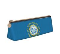 KPXXAQT Estuche de piel de gran capacidad con estampado de la bandera de Dakota del Sur, para escuela, viajes, aula, oficina