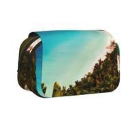 KPXXAQT Estuche para bolígrafos de doble capa con estampado de isla de Cuba, 2 bolsillos, estuche para lápices de viaje, oficina, suministros de arte, fácil de limpiar