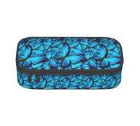 KPXXAQT Estuche para lápices de gran capacidad con estampado de mariposas azules, para escuela, universidad, viajes, estudiantes, adolescentes y adultos