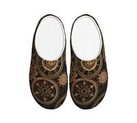KPXXAQT Gears Clock - Pantuflas unisex para adultos con estampado de siglo de bronce, antibolitas, lavables, para invitados y uso diario