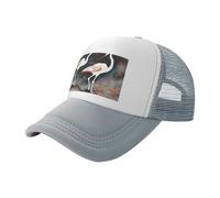 KPXXAQT Gorra de béisbol de malla transpirable con dos grullas japonesas volando con estampado tradicional con protección UV, para festivales al aire libre, viajes, deportes, gris, Talla única