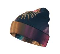KPXXAQT Gorro de punto con estampado de fuegos artificiales altamente elástico, gorro de invierno suave, unisex, color negro