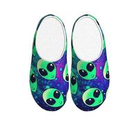 KPXXAQT Green Aliens Print - Pantuflas unisex para adultos, antibolitas, lavables, para invitados y uso diario