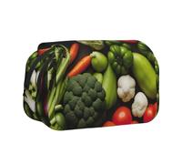 KPXXAQT Introducción de varias verduras con estampado de doble capa y 2 bolsillos, estuche para lápices, suministros de arte de oficina, fácil de limpiar