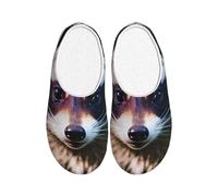 KPXXAQT Little Raccoon Face 1 - Pantuflas unisex para adultos, antibolitas, lavables, para invitados y uso diario