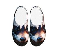 KPXXAQT Little Raccoon Face Print - Pantuflas unisex para adultos, antibolitas, lavables, para invitados y uso diario