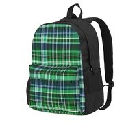 KPXXAQT Mochila unisex con estampado de tartán escocés azul y verde, resistente al agua, escapadas de fin de semana, aventuras al aire libre