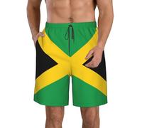 KPXXAQT Pantalones cortos de playa funcionales con estampado de bandera de Jamaica, de secado rápido, elegantes, cómodos para vacaciones de verano, blanco, L