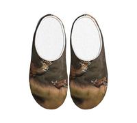 KPXXAQT Pantuflas de interior unisex con estampado de caza de ciervos, antibolitas, lavables, para invitados y uso diario